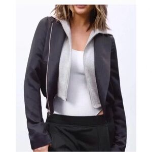 Edison Convertible Bomber Jacket In Navy Grey Small